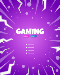 Comic-Style Gaming Background with Lightning Burst and Pop Energy