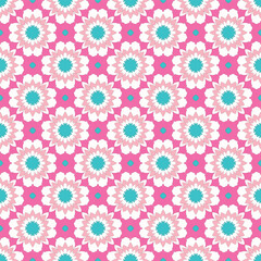 Seamless wallpapers, flower patterns, geometric patterns, pink tones, white backgrounds, vector patterns