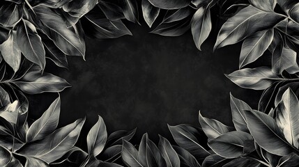 Dark, elegant foliage frame on a textured background.