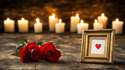 Romantic roses with candlelight, and memory.