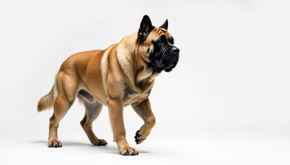 Obraz premium Majestic mastiff, powerful stance, white background, purebred, large, majestic