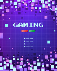 Pixel Gaming Poster with Grid Background and Color Blocks