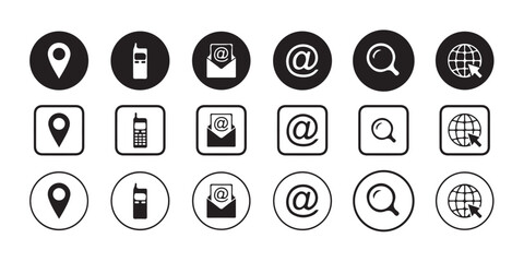 Contact and UI Icon Set &ndash; Home, User, Phone, Location, Mail & Mobile Symbols Vector.