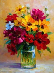 Colorful Flower Bouquet in Vase