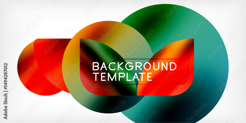 Leinwandbilder Abstract colorful shapes overlap. Gradient hues create modern design. Text reads background template. Simple, vibrant visual element.