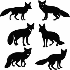 Black cat silhouettes vector collection, domestic animal icons set
