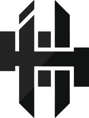 Abstract H Icon Geometric Structure New Design Era