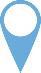 Sky Blue Locator: Simple Pointer Icon on White.