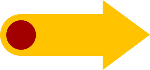 Directional Pointer: Yellow Arrow with Red Circle Head, Rightward Guidance.