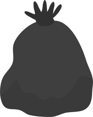 Silhouette of a tied black garbage bag, abstract waste disposal.