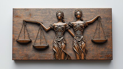 Bronze relief of Justice figures