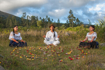 Shamans performing a ritual in the andes mountains of ecuador