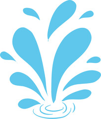 Stylized Blue Water Splash with Concentric Ripple Rings, Isolated on White.