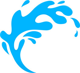 Stylized Cyan Water Splash, Abstract Fluid Design on White