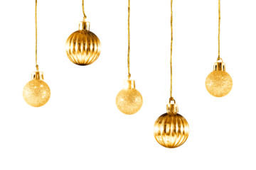 set of gold Christmas ball border background