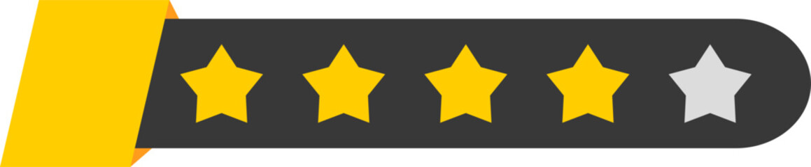 Four-Star Rating: Yellow Ribbon, Golden Stars, Grayed-Out Outline.