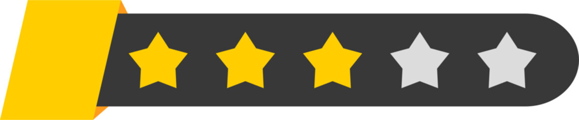 Three of Five Stars: Golden & Silver Rating Display on Dark Gray.