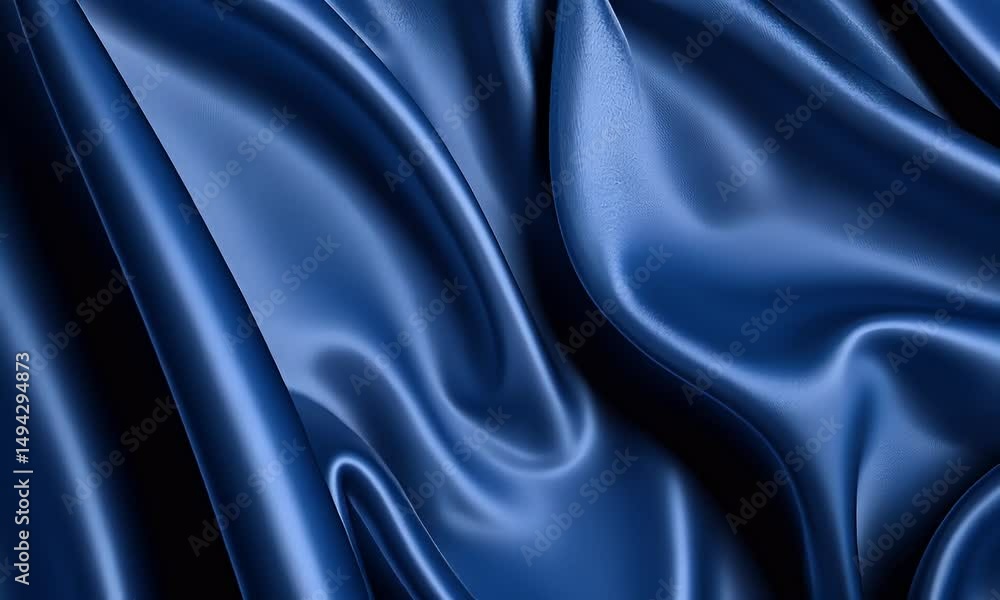 Poster a blue silk background with a smooth and glossy texture, providing an elegant backdrop for various d
