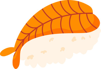 Salmon Nigiri: Simple Graphic Sushi with Rice and Bright Orange Fish Topping.