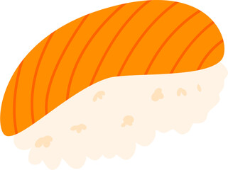 Salmon Nigiri: Simplified Flat Vector Illustration, Culinary Icon.