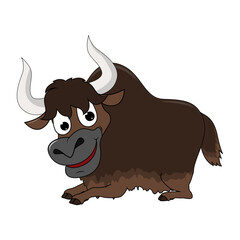 Cute Yak Animal Cartoon Illustration