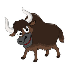 Cute Yak Animal Cartoon Illustration