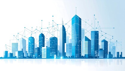 Obraz premium Abstract cityscape with network connections.