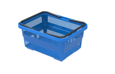 Empty plastic shopping basket isolated on transparent background.	