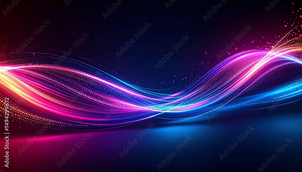 Poster abstract colorful glowing light wave.