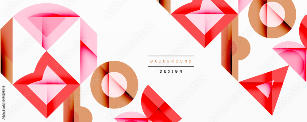 Aufkleber abstract geometric shapes, pinks, reds, beige tones create modern background. minimalist design with