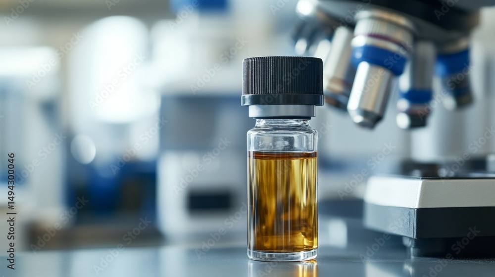Poster vial containing molybdenum disulfide nanopowder in laboratory setting