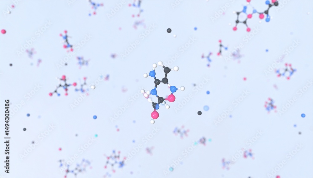 Poster abstract 3d rendering of molecules floating in space