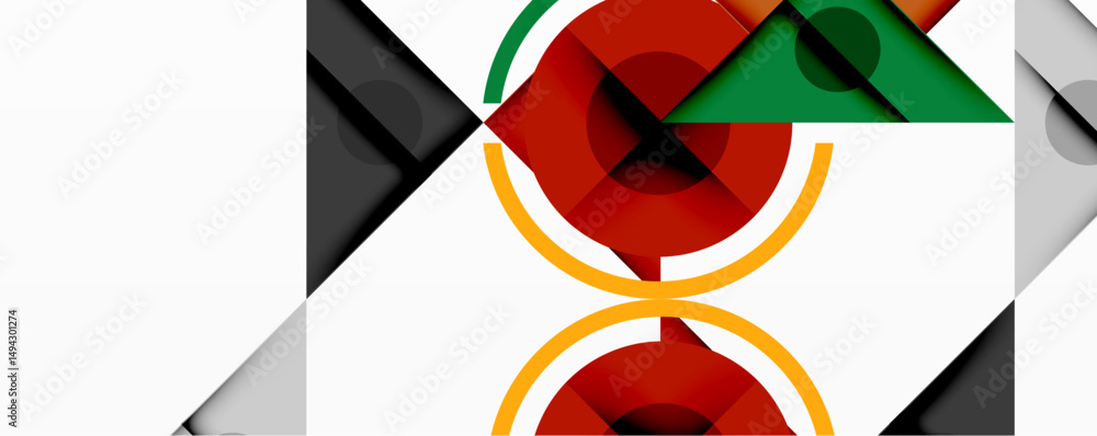 Aufkleber abstract geometric composition. shapes overlap, creating dynamic visual effect. red, green, gray ton