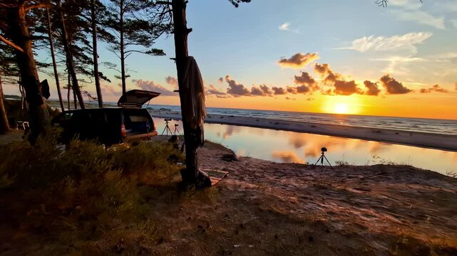 Sunset at Public Camping at Irbe Mouth, Latvia