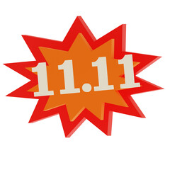 11.11 Sale Explosion Badge, Red and Orange Comic Style Discount Label