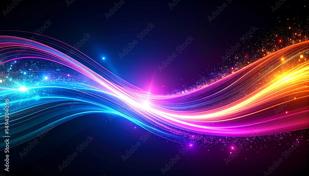 Poster abstract glowing colorful light wave background.