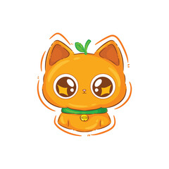 illustration art cute orange cat character sticker design