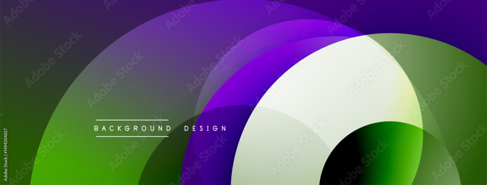 Aufkleber abstract overlapping circles create vibrant gradient background. purple, green, white hues blend smo