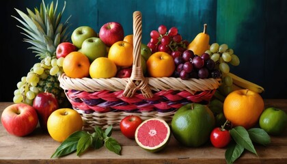 Vibrant Fruit Basket Still Life Photography