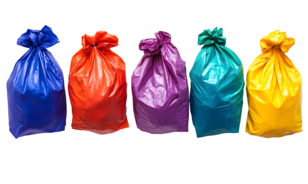 Colorful garbage bags waste management cleaning