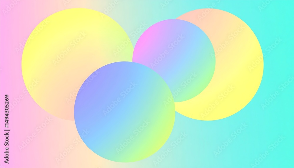 Poster abstract gradient circles on pastel background.