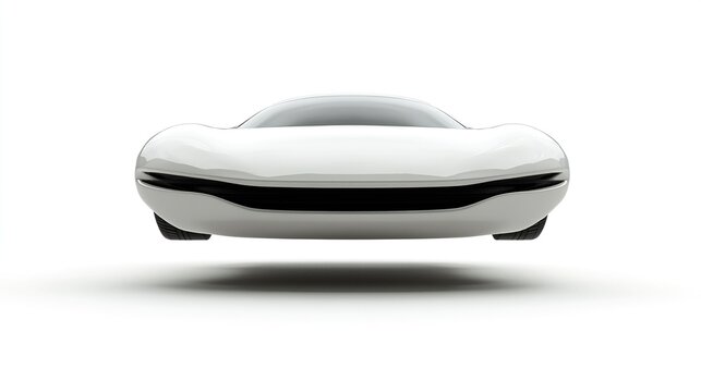Futuristic white levitating car