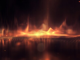 Naklejka premium Glowing orange digital waveform on dark background