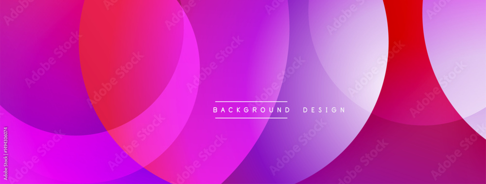 Poster abstract vibrant circles overlap creating dynamic purple, pink, red gradients. modern design element