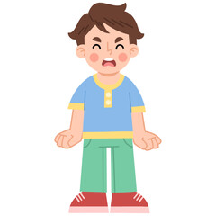 Illustration of a little boy screaming