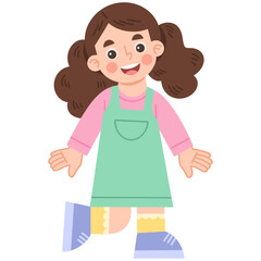 Illustration of a Happy Little Girl