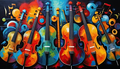Vibrant Symphony: A Colorful Celebration of String Instruments