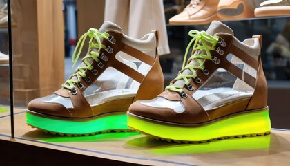 Illuminated Fashion: Neon-Soled Transparent Boots