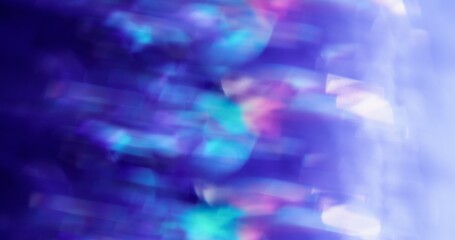 Color flash. Blur texture. Glow purple blue pink particles on shiny luminous bokeh light...