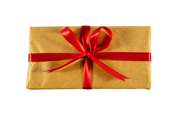 vintage gift box with red ribbon isolated